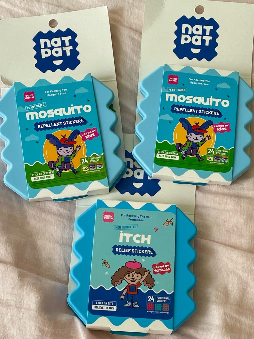 new- bundle 3x NATPAT mosquito repellent itch relief stickers kid safe